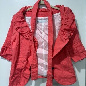 Vintage Zara Basic Women's Pink Coral Blazer Top Blouse - Size M